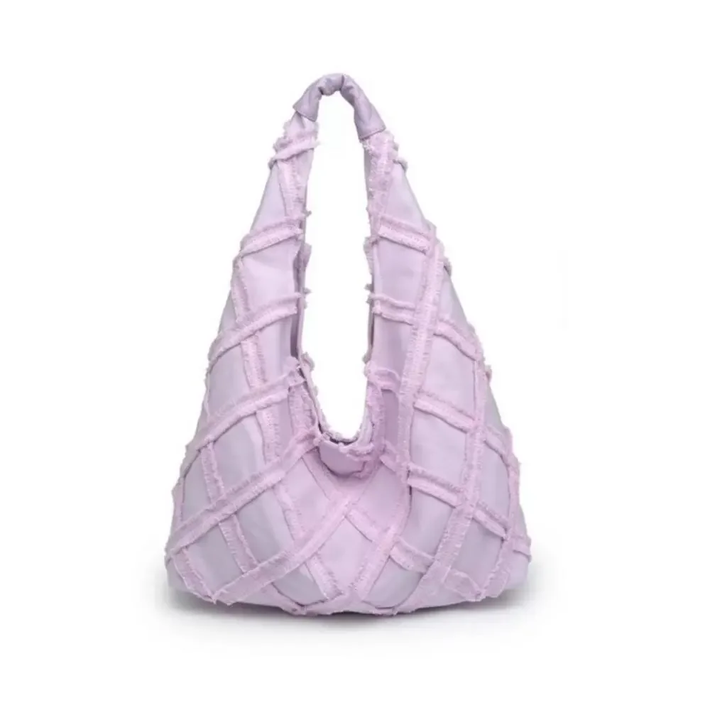Urban Expressions Lavender Barbuda Cotton Fringe Hobo Bag NWOT